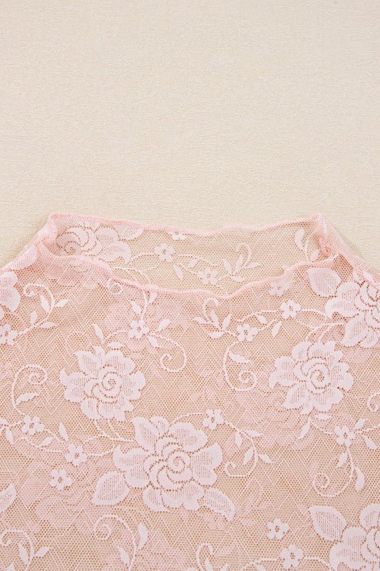 Floral Lace Sheer Mesh Long Sleeve Top - Robbi & Angel