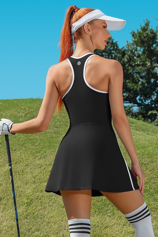 Bra V Neck Racerback Tennis Dresses with Shorts - Robbi & Angel