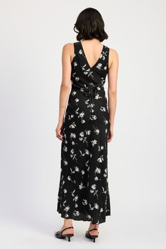 FLORAL V NECK MAXI DRESS - Robbi & Angel