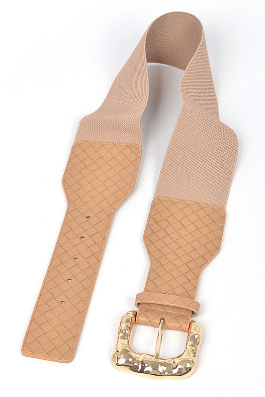Braided Texture Faux Leather Elastic Belt - Robbi & Angel