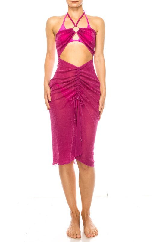 ONE PIECE HALTER NECKLINE SHIMMER ORGANZA RUCHED C - Robbi & Angel
