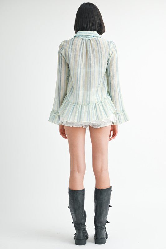 FLYAWAY BLOUSE WITH RUFFLE DETAIL - Robbi & Angel