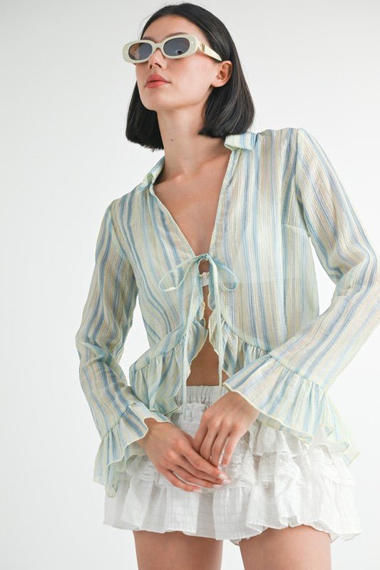 FLYAWAY BLOUSE WITH RUFFLE DETAIL - Robbi & Angel