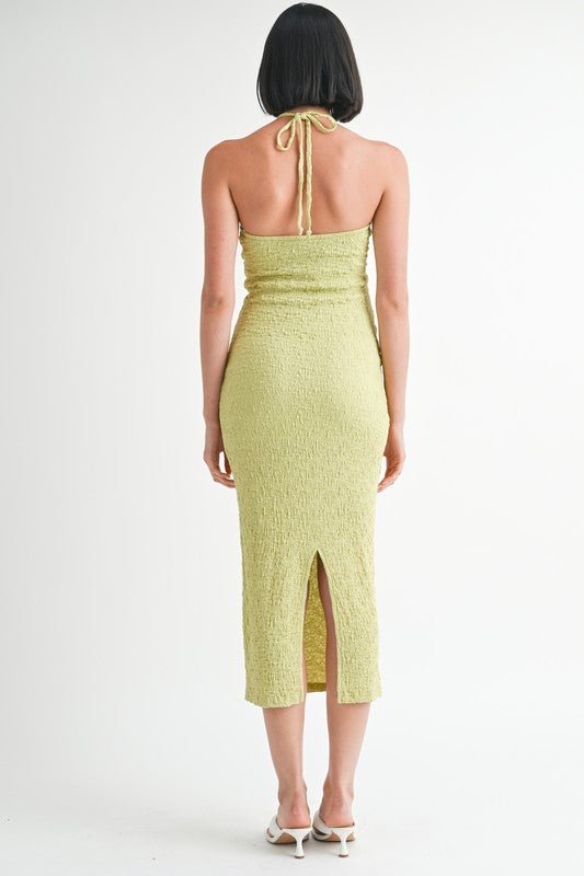 MIDI HALTER NECK OPEN BACK DRESS - Robbi & Angel