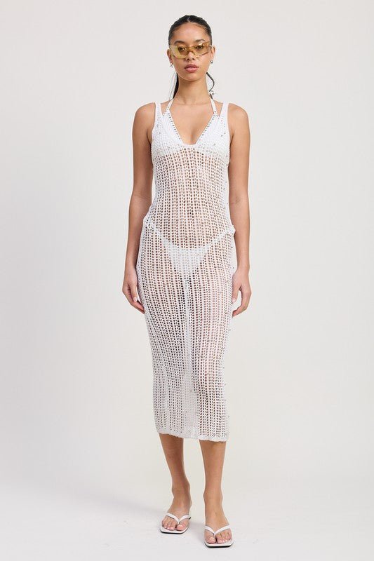 MAXI CROCHET METALIC BEADED DRESS - Robbi & Angel