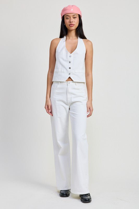 FOLDED FITTED DENIM PANTS - Robbi & Angel