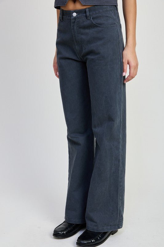 FOLDED FITTED DENIM PANTS - Robbi & Angel