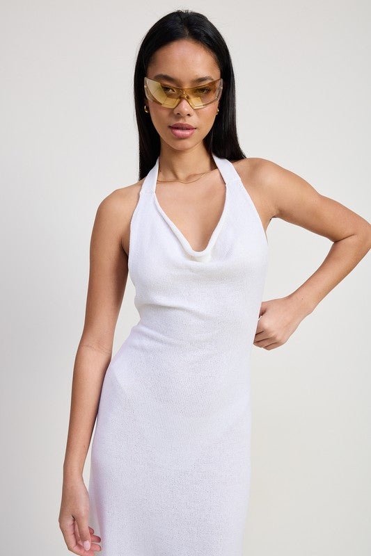 COWN NECK MIDI OPEN BACK DRESS - Robbi & Angel