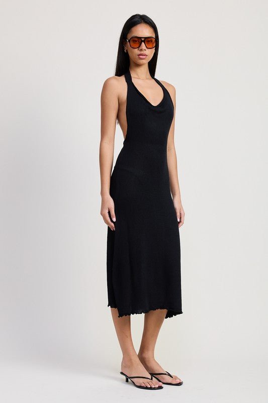 COWN NECK MIDI OPEN BACK DRESS - Robbi & Angel
