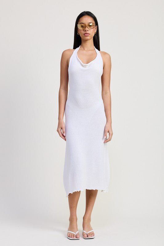 COWN NECK MIDI OPEN BACK DRESS - Robbi & Angel