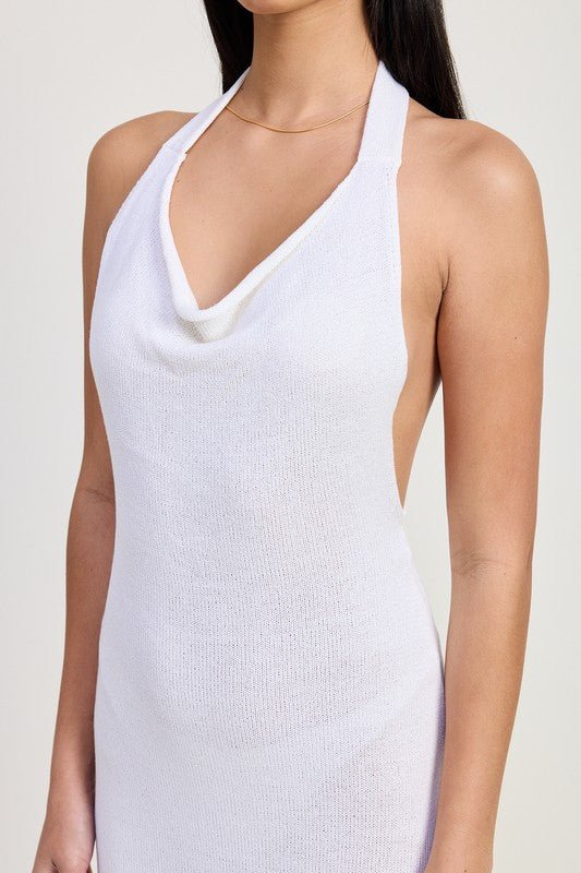 COWN NECK MIDI OPEN BACK DRESS - Robbi & Angel