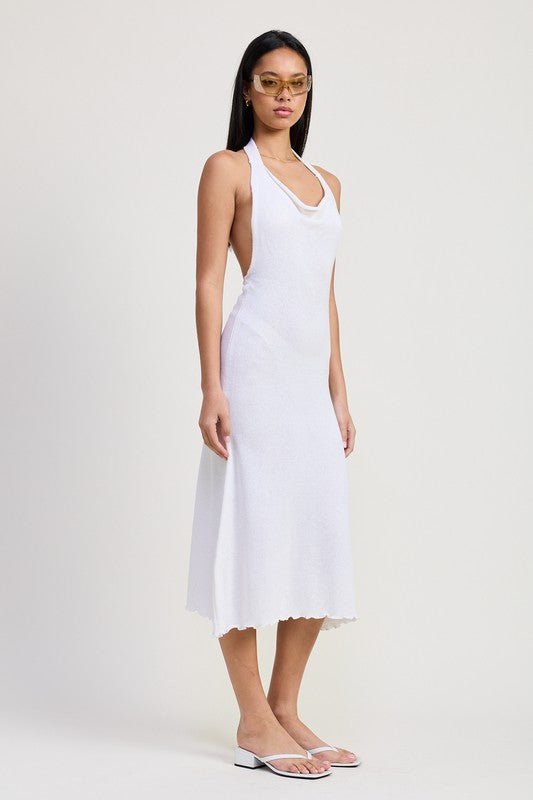 COWN NECK MIDI OPEN BACK DRESS - Robbi & Angel