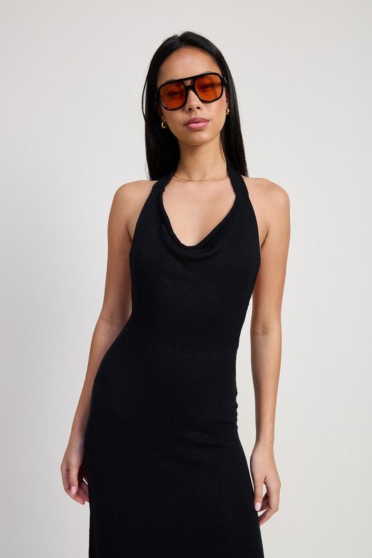 COWN NECK MIDI OPEN BACK DRESS - Robbi & Angel
