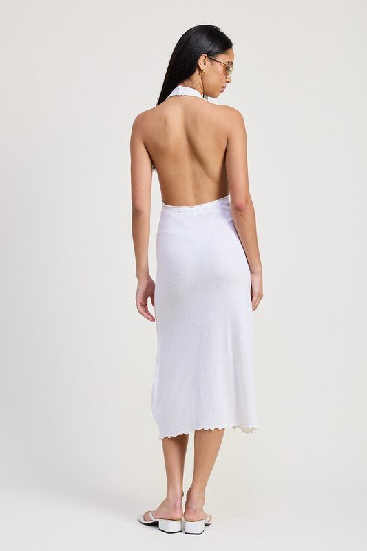 COWN NECK MIDI OPEN BACK DRESS - Robbi & Angel