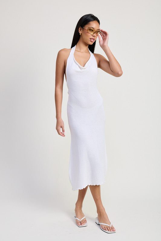 COWN NECK MIDI OPEN BACK DRESS - Robbi & Angel