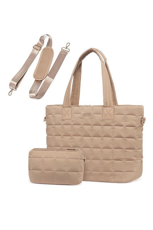 Mila Quilted Traveler Tote with Mini Clutch - Robbi & Angel