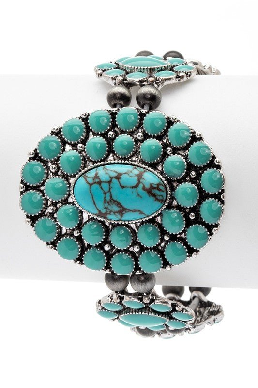 Oval Stone Western Stretch Statement Bracelet - Robbi & Angel