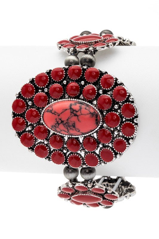 Oval Stone Western Stretch Statement Bracelet - Robbi & Angel