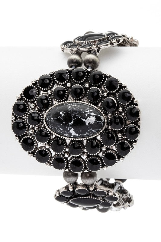 Oval Stone Western Stretch Statement Bracelet - Robbi & Angel