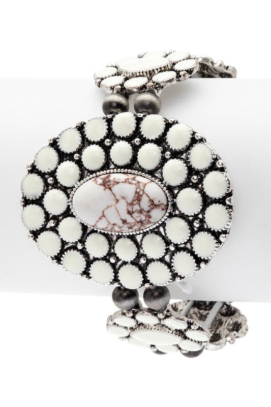 Oval Stone Western Stretch Statement Bracelet - Robbi & Angel