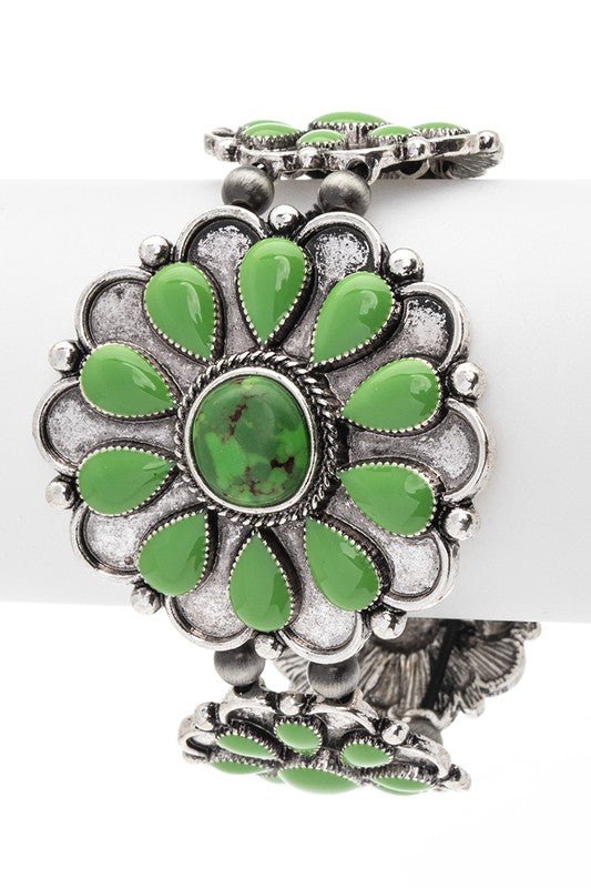 Stone Flower Western Stretch Bracelet - Robbi & Angel