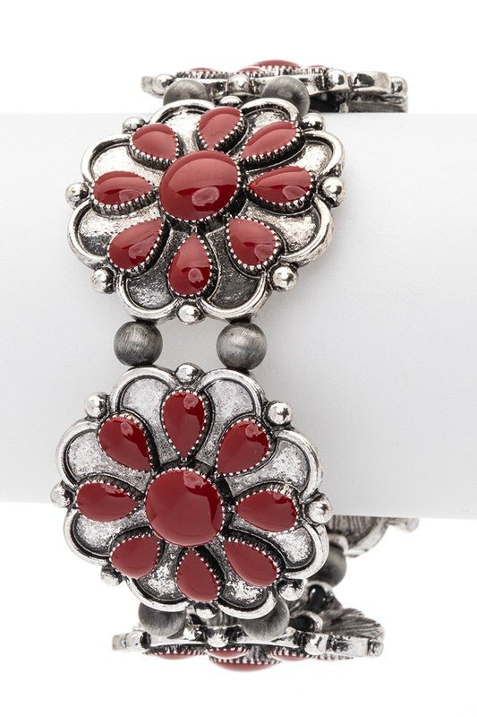 Stone Flower Western Stretch Bracelet - Robbi & Angel