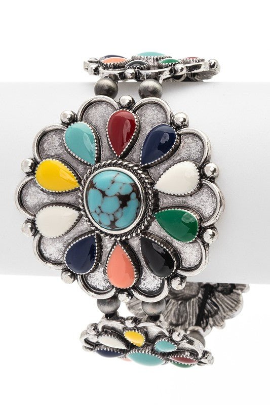 Stone Flower Western Stretch Bracelet - Robbi & Angel