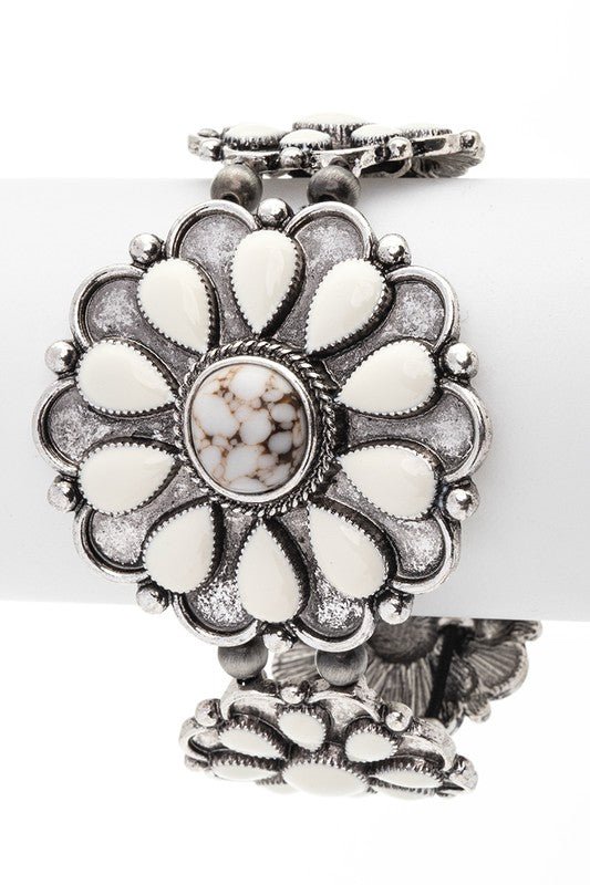 Stone Flower Western Stretch Bracelet - Robbi & Angel