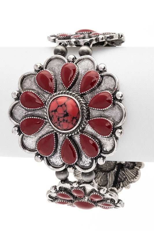 Stone Flower Western Stretch Bracelet - Robbi & Angel