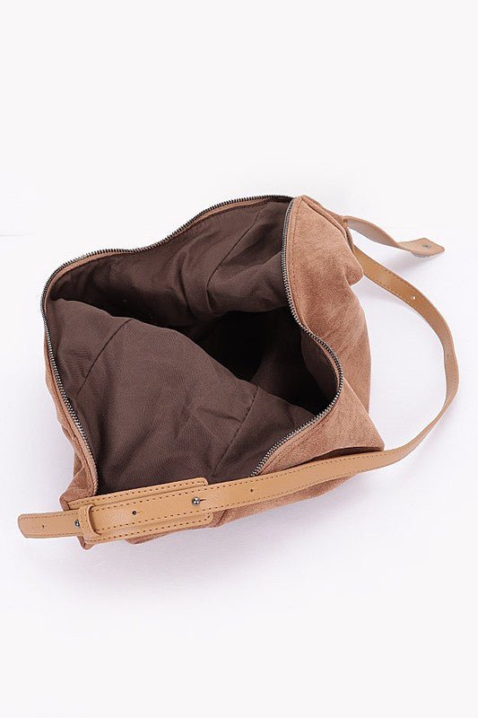 Faux Suede Oversize Shoulder Bag - Robbi & Angel