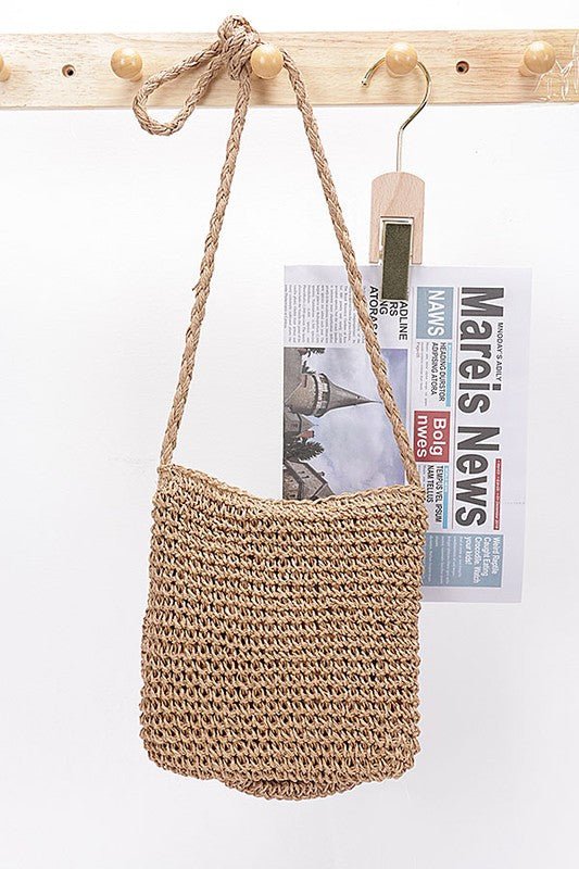 Faux Straw Large Flower Swing Crossbody Bag - Robbi & Angel