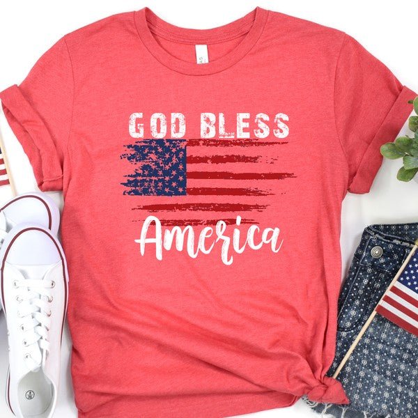 God Bless America Distressed Flag T-shirt - Robbi & Angel
