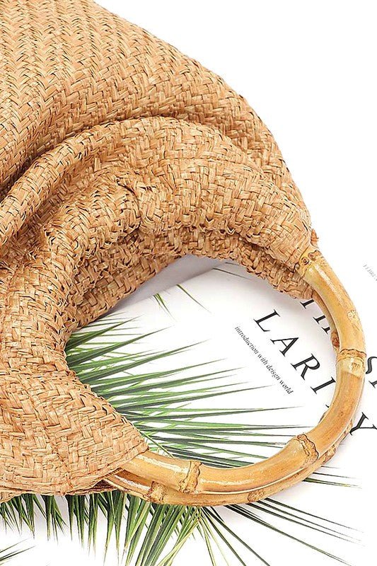 Bamboo Handle 2 In 1 Straw Tote - Robbi & Angel