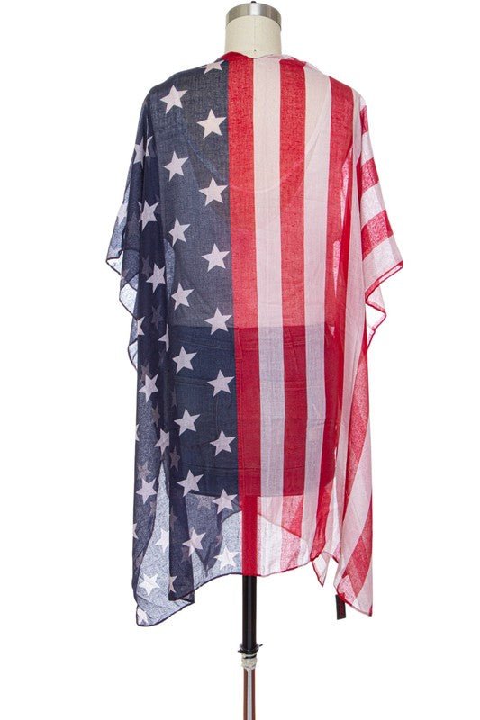 USA Flag Print Americana Kimono Cardigan - Robbi & Angel