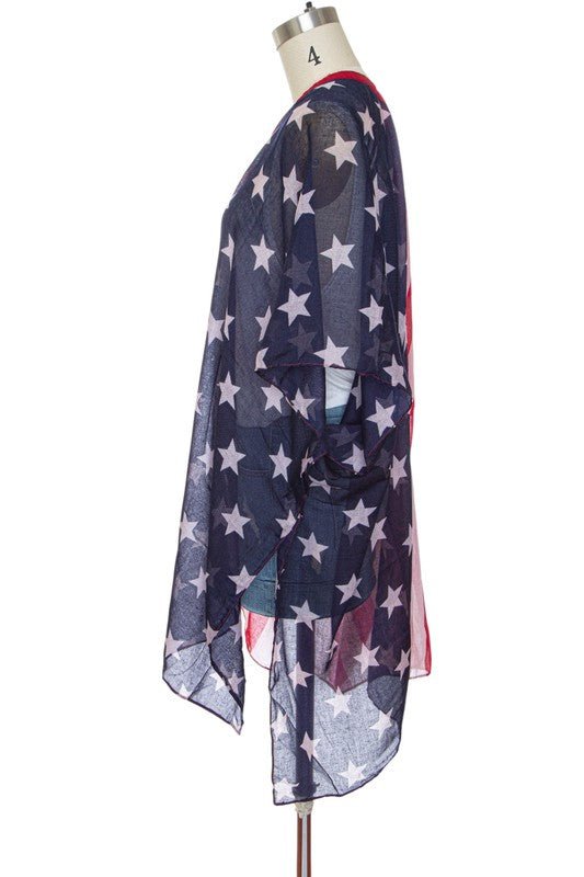 USA Flag Print Americana Kimono Cardigan - Robbi & Angel