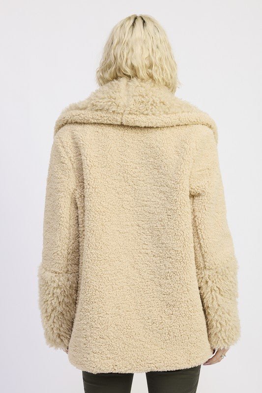 FUR TRIMMED FLEECE JACKET WITH POCKETS - Robbi & Angel