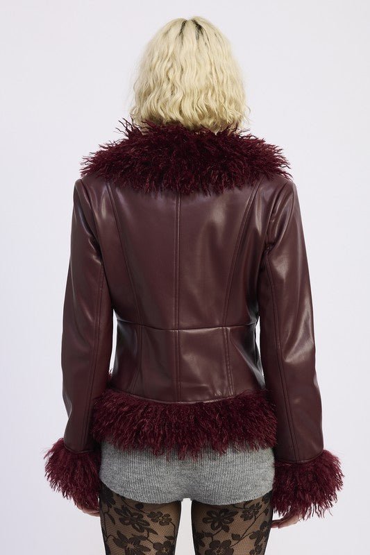 FUR AND LEATHER MIX MEDIA JACKET - Robbi & Angel