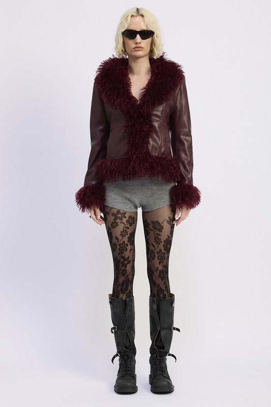 FUR AND LEATHER MIX MEDIA JACKET - Robbi & Angel
