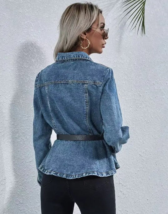 Peplum Denim Jacket - Robbi & Angel