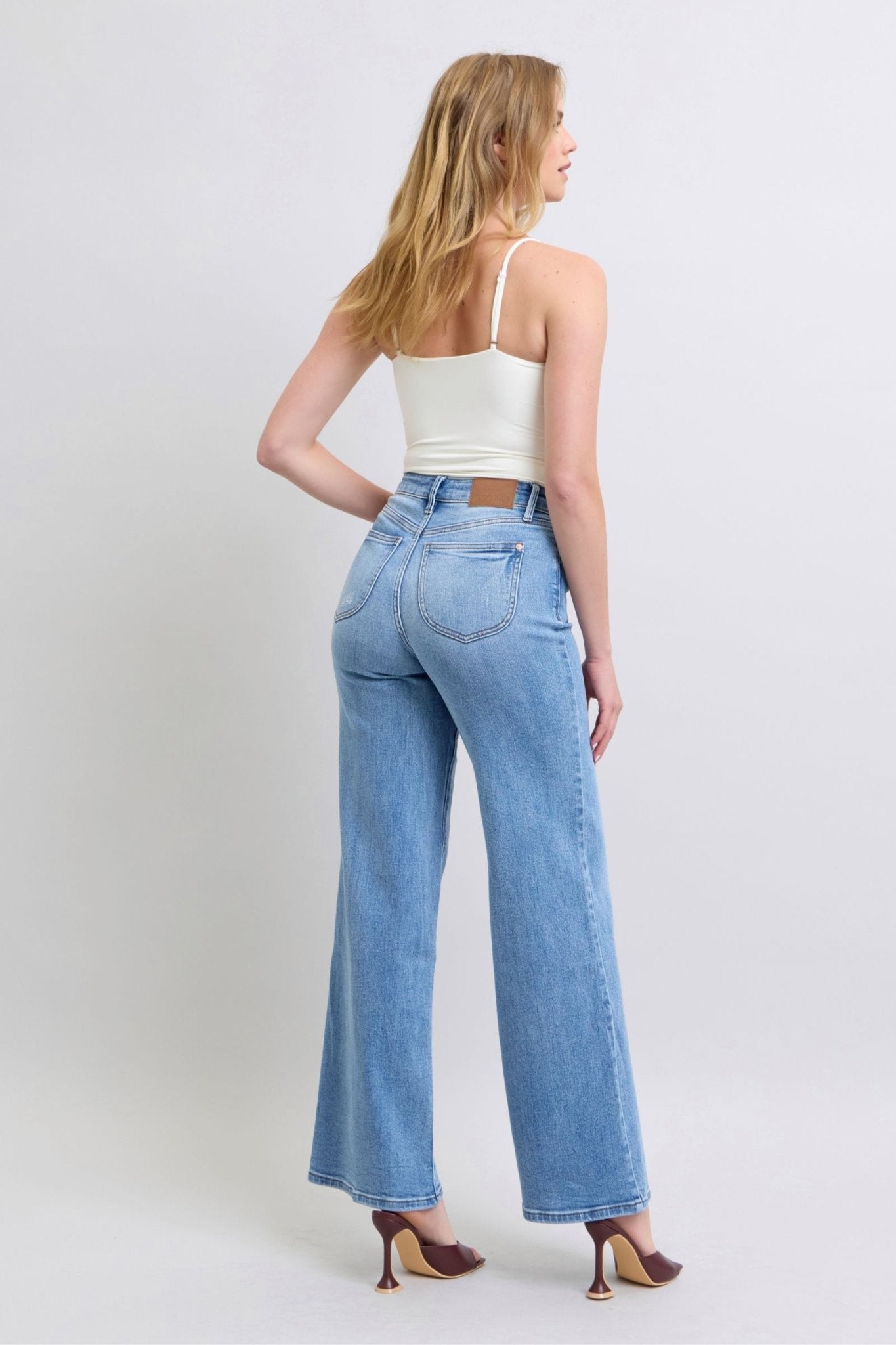 Judy Blue Full Size Wide Leg Jeans with Pockets - Robbi & Angel
