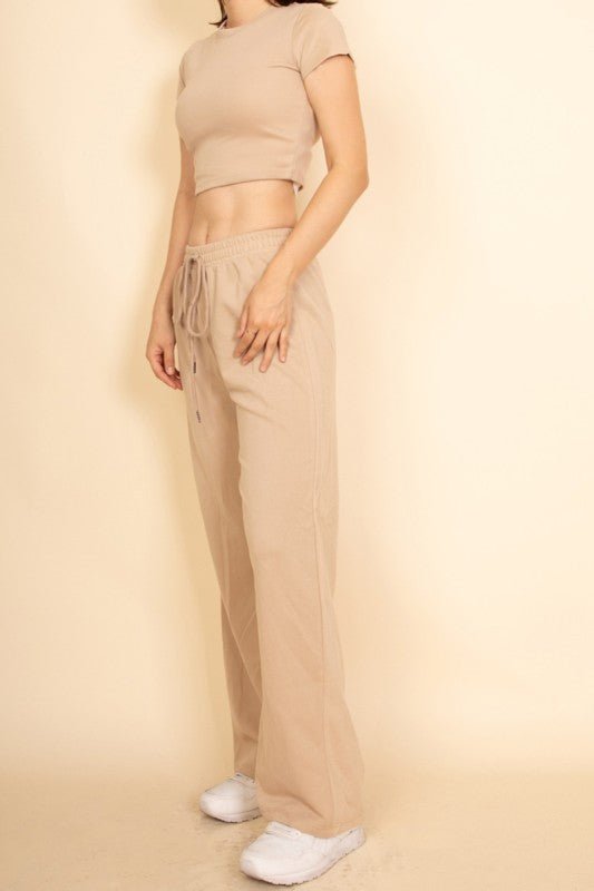 Relaxed Fit Top and Wide - Leg Pants Set - Robbi & Angel
