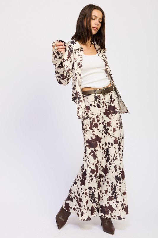 COW PRINTED SATIN SHIRT TOP - Robbi & Angel