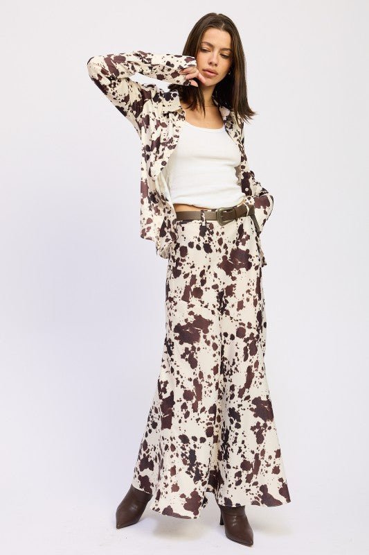 COW PRINTED SATIN SHIRT TOP - Robbi & Angel