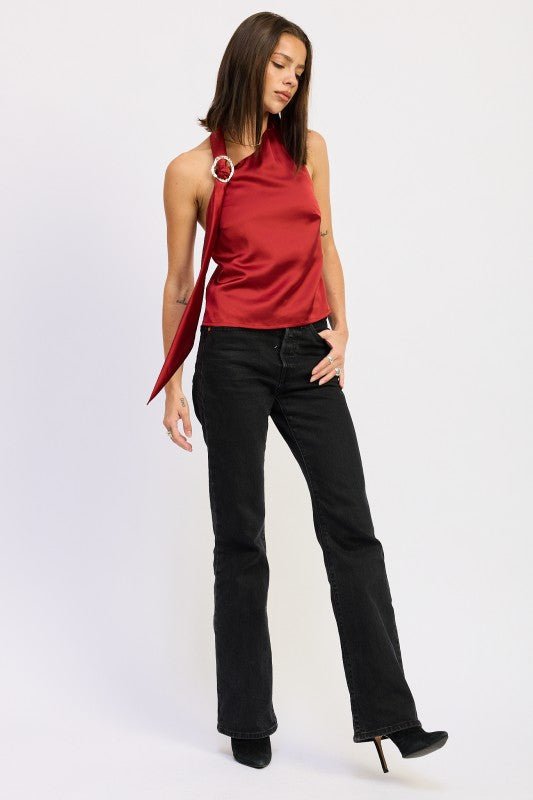 ONE SHOULDER TOP WITH SCARF DETAIL - Robbi & Angel