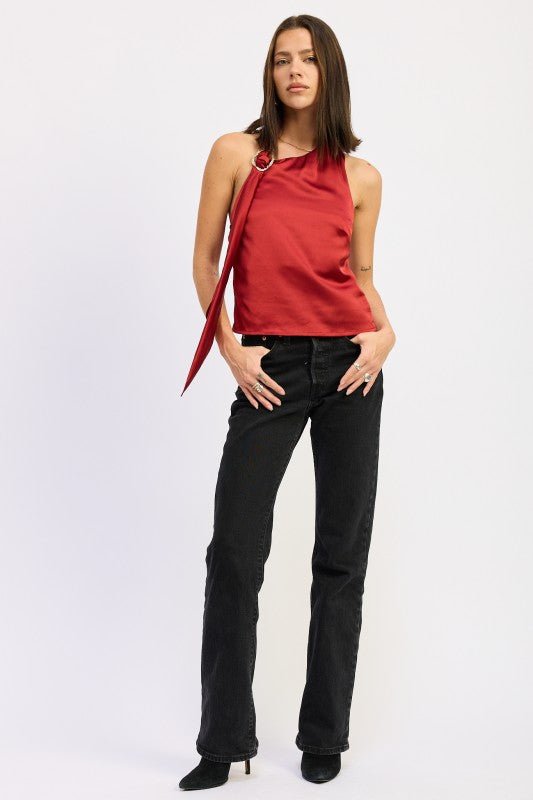 ONE SHOULDER TOP WITH SCARF DETAIL - Robbi & Angel