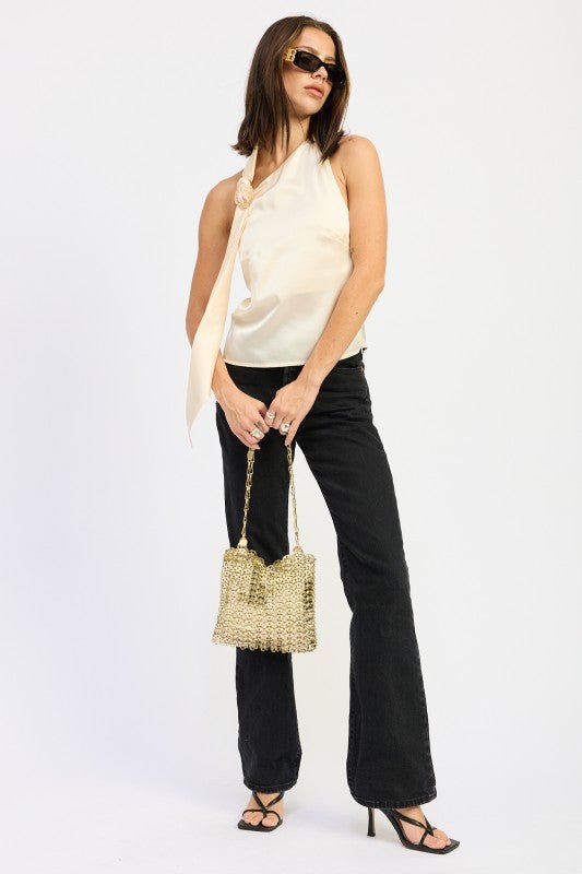 ONE SHOULDER TOP WITH SCARF DETAIL - Robbi & Angel