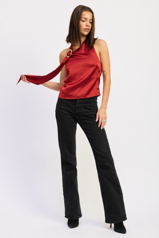 ONE SHOULDER TOP WITH SCARF DETAIL - Robbi & Angel
