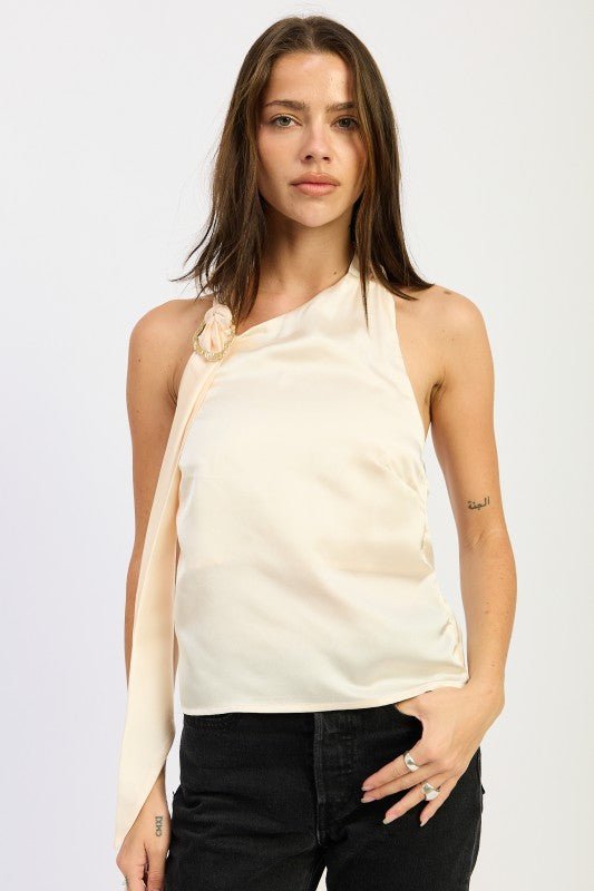 ONE SHOULDER TOP WITH SCARF DETAIL - Robbi & Angel