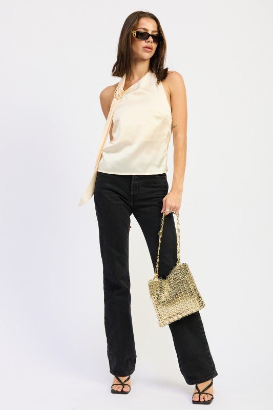 ONE SHOULDER TOP WITH SCARF DETAIL - Robbi & Angel