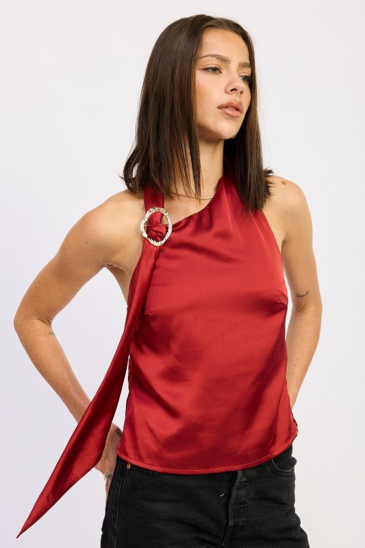 ONE SHOULDER TOP WITH SCARF DETAIL - Robbi & Angel